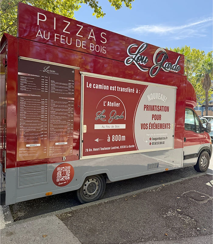 Notre camion à Pizza situé à La garde pour pizza en livraison ou à emporter